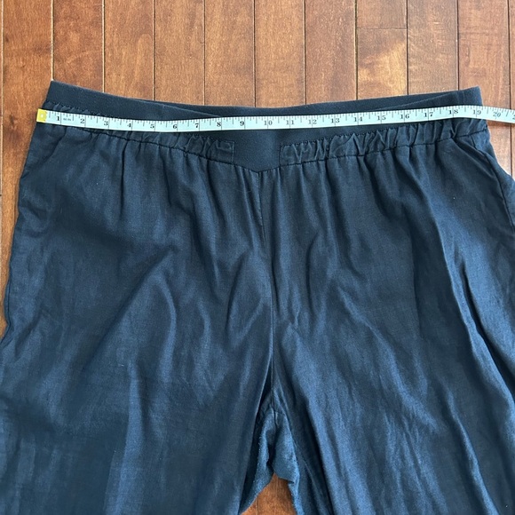 Ellen Tracy Women’s Navy Blue Linen Capris Pants Elastic Waistband Size 1X - Picture 6 of 9
